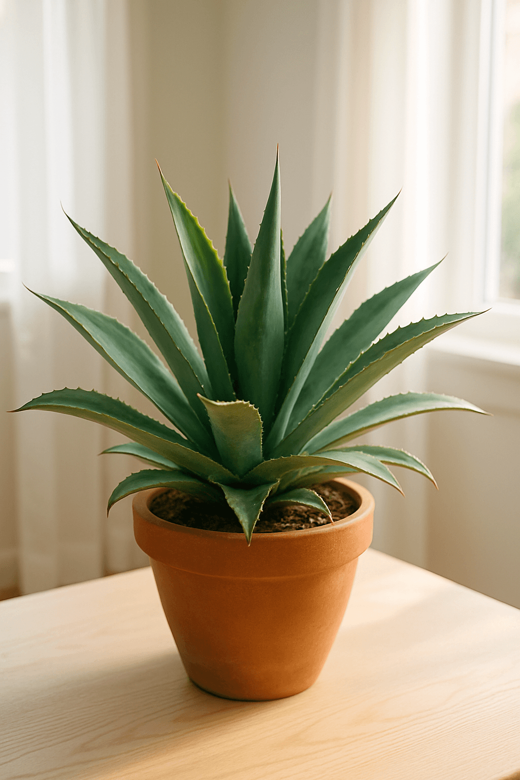 Agave (Century Plant) with large spiny rosette of blue-gray leaves