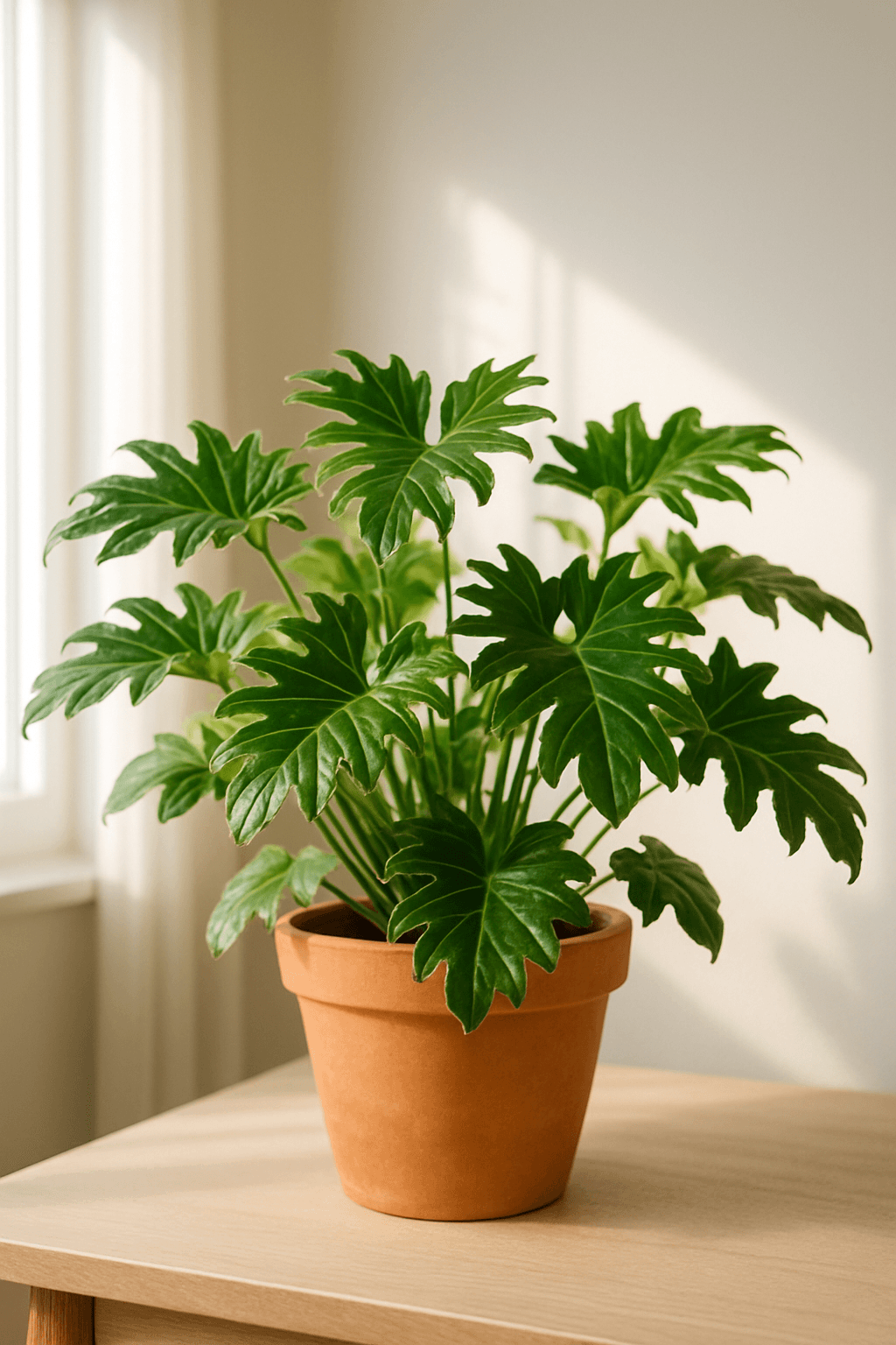 Philodendron Xanadu with lobed deeply cut leaves forming a compact mound