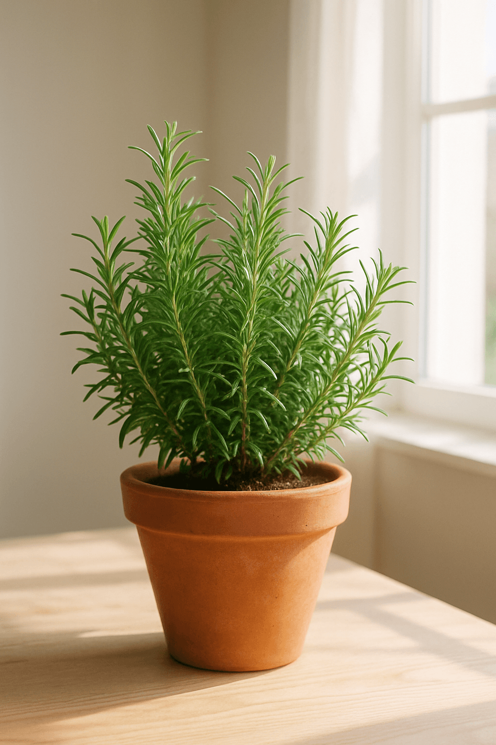 Rosemary (Salvia rosmarinus) with needle-like aromatic leaves on woody stems