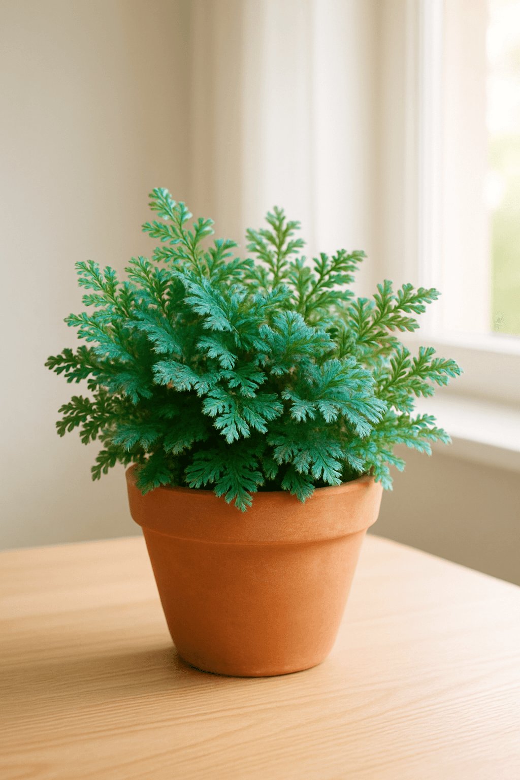 Rainbow Moss (Selaginella uncinata) with iridescent blue-green metallic leaves